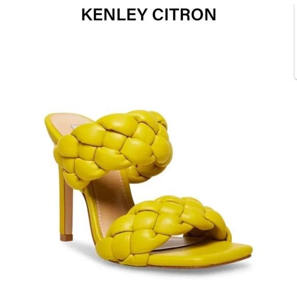 Steve Madden Shoes - Steve Madden 7M KENLEY Citron Yellow Open Square Toe Mule Pump Slip On Heels